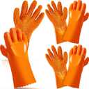 Jecery Plumbing Snake Gloves Sewer Gloves Abrasion Resistant Drain Cleaning Accessory for Men Women Plumber Tools Orange