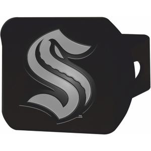 Seattle Kraken Black Metal Hitch Cover with Metal Chrome 3D Emblem