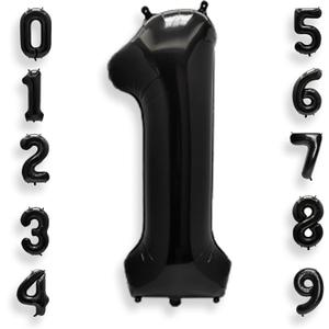 AULE 40 Inch Big Black 1 Balloon Number Large Foil Helium Number Balloons 0-9 Jumbo Giant Happy 1st Birthday Party Decorations for Boy or Girl Huge Mylar Anniversary Party Supplies