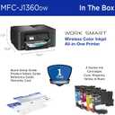 Brother Work Smart 1360 Wireless Color Inkjet All-in-One Printer with Automatic Duplex Printing and 1.8 Color Display | Includes Refresh Subscription Trial(1) (MFC-J1360DW) (Uses LC501 Series Inks)