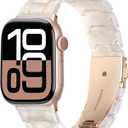 HOPO Compatible With Apple Watch Band 49mm 46mm 45mm 44mm 42mm 41mm 40mm 38mm Thin Light Resin Strap Bracelet With Stainless Steel Buckle Replacement For iWatch Series SE Series 10 9 8 7 Ultra 6 5 4 3 2 1 for Women Men (Colorful White)