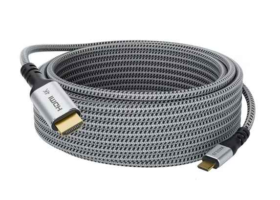 USB C to HDMI Cable 15 Ft, 4K@60Hz HDR, Braided High-Speed USB 3.1 Type-C to HDMI 2.0 Cord USB C to HDMI Cable 15 Ft, 4K@60Hz HDR, Braided High-Speed USB 3.1 Type-C to HDMI 2.0 Cord