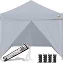 Eurmax USA 10 x 10 Pop up Canopy Commercial Tent Outdoor Instant Canopies Party Shelter with 4 Full Zippered Walls and Roller Bag Bonus Sand Bags(Grey)