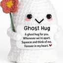 Unique Friendship Birthday Gift for Bestie Her Him – Long Distance Thinking of You Gift for Women Men – Handmade Crochet Ghost Hug Ornament Thoughtful Boo Spooky Relationship Decor for Goodbye