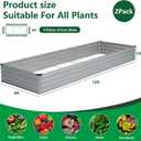 Vengarus 2 Pack 12x4x1FT Galvanized Raised Garden Bed Kit, Outdoor Metal Planter Box for Vegetables, Rectangular Steel Container, Easy Assembly (Sliver)