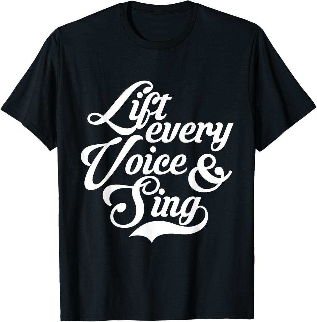 Lift Every Voice and Sing Black African American Anthem T-Shirt, Black, XL