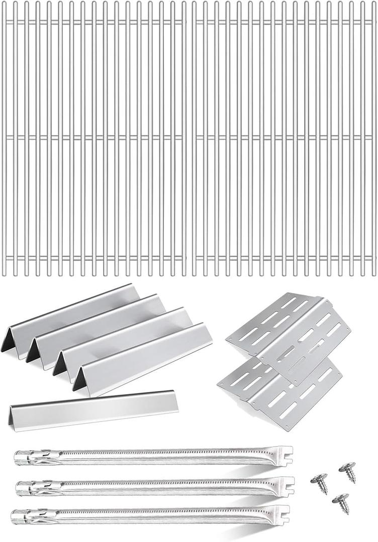 Flavorizer Bars,Heat Deflectors,Grill Burner and Grill Grid for Weber Genesis 300 Series Grills with Front Control Knob, Genesis S310 S320 S330 E310 E320 E330