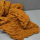 Knit Throw Blanket for Couch, 100% Hand Knitted with Thick Jumbo Chenille Yarn, Cozy Soft Large Rope Knot Cable Crochet Blankets for Sofa Bed Living Room, Burnt Orange