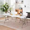 Folding Table 6ft, Heavy-Duty 500lbs Weight Capacity Foldable Table with HDPE Top & Steel Legs, Portable 6 Foot Picnic Table for Indoor Outdoor Parties, Camping, Event, 71 inches x 29 inches x 29 inches