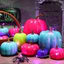 16 Pcs Thanksgiving Fake Pumpkins Fall Decor Colorful Foam Artificial Pumpkin Fall Party Decorations Harvest Assorted Size Faux Foam Decor for Thanksgiving Autumn Halloween Party(Neon Color)