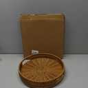 12 Inch Rattan Lazy Susan Turntable Organizer, Round Rotating Wicker Serving Tray with Handles for Kitchen Counter, Coffee Table, Cabinet Storage