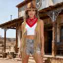 Cowgirl Outfits for Women Western Cow Girls Costume Tassel Fringe Vest Cowboy Hat and Accessories Set, L