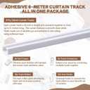 DoubleFill 11 FT/126 IN Self Adhesive Ceiling Curtain Track Rail No Drill Rod Screws or Tools No Damage for Windows Cabinet Closet Bathroom Shower Curtain Room Divider