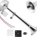Boat Horn Waterproof Stainless Steel Single Trumpet, Electric Horn for 12v Boats Ship Sailboat Yacht Off-Road Vehicle Truck SUV RV Vans Touring Car