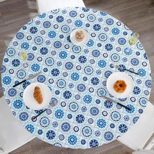 Walrus Round Vinyl Fitted Tablecloth with Flannel Backing Elastic Edge Design Table Cover Waterproof Oil-Proof PVC Table Cloth Stain-Resistant Best for 32"-36" Round