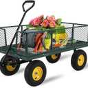 Garden Cart on Wheels 1100Lbs Capacity, Heavy Duty Full Steel Utility Wagon, Versatile Flatbed Carts with Removable Mesh Sides, 180 Rotating Handle, Fit for Outdoor Garden, Lawn, Yard