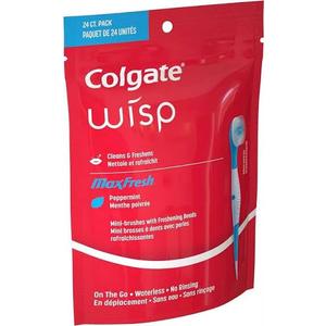 Colgate Optic White Wisp Disposable Mini Toothbrush, Cool Mint - 24 Count