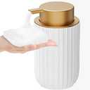 Ceramic Foaming Soap Dispenser, 12 oz Bathroom Foam Hand Soap Dispenser, Refillable Lotion Soap Dispenser with Removable Pump for Kitchen Hand Wash Dispenser, Modern Home Decor (Speckled White)