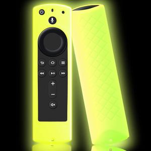Covers for Alexa Voice Remote for Fire TV Stick 4K, Fire TV Stick, Fire TV Shockproof Protective Silicone Case - Glow in The Dark (Glow Yellow Green)