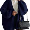 PRETTYGARDEN Womens Oversized Cardigan Sweaters 2026 Fall Long Lantern Sleeve Knit Open Front Lightweight Sweater (Small, Navy)