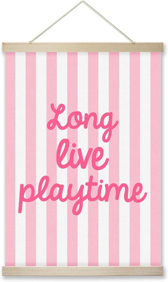 RZQIJ Long Live Playtime Sign Hanging Wall Flags Canvas Banner 12x16 Inch - Toddler Wall Decor Banner for Room, Playroom, Bedroom - Poster Hanger Frame for Kids - Girls Bedroom Decor(013)