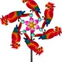 44" Parrot Garden Wind Spinners - Metal Outdoor Stakes Kinetic Wind Spinner Windmills Decor, Wind Sculpture Yard Art Decorations for Patio, Lawn & Garden