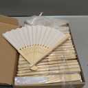 24 Pieces White Hand Held Bamboo Folding Fans Paper Fans Handheld for Women Foldable Girls Wedding Decoration Church Home Party Favors Summer