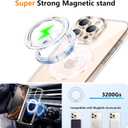 Temdan Designed for iPhone 16 Pro Max Case, 360Rotatable Ring Stand Compatible with MagSafe Military-Grade Protection Magnetic Kickstand Case 6.9 inch-Clear