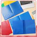 Gueevin 12 Plastic Folders with Pockets, Two Pocket Folder Fit Letter Size, Folders with 3 Prongs and 3 Hole Punch Pocket Portfolios School Business Card Holder for Home Office School