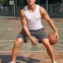 ASPO Men's Workout Shorts Quick Dry Athletic Running Short with Zipper Pockets Lightweight 7" for Gym Basketball (L)