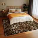 Leopard Area Rug 5x7 for Bedroom,Cheetah Print Carpets for Living Room,Ultra-Thin Washable Throw Rugs Indoor Animal Print Hide Non Slip Accent Floor Mats for Dining Room,Laundry Room,Office,Brown