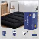 MAXYOYO Japanese Floor Mattress Futon Mattress, 4" Thicken Tatami Mat Sleeping Pad Foldable Roll Up Mat Boys Girls Dormitory Pad Kids Floor Lounger, Black, King