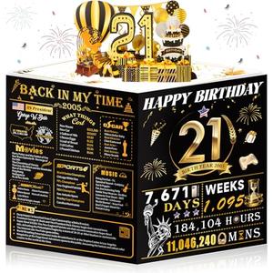 OLOSONG 21st Birthday Card for Girl Boy Son Daughter, Big Pop Up 21st Birthday Cards for Grandson Granddaughter, Back In 2005 Funny 21 Year Old Birthday Decorations
