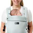 Momcozy Newborn Baby Carrier - Ergonomic, Cozy and Lightweight Carrier for 7-24lbs, Adjustable Neck Support with Sunshield, Breathable Airmesh Perfect for Summer Outing, Silver Grey