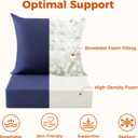 Deep Seat Patio Cushions Set of 2, 24x24x5.75 Inch, Waterproof Outdoor Chair Cushions, Fade Resistant Patio Furniture Cushions with Ties for Couch, Sofa, Lawn, Outside, Navy Blue, 24*24+5.75/25*22.5 inch
