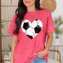 Baseball T Shirts for Women Baseball Mom Shirt Tee Funny Baseball Heart Graphic Casual Baseball Lover Gifts (Red, XXL)