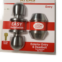 Atlas Classic Entry Locking Door Knob and Deadbolt Combo Kit, Satin Nickel