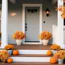 12 Bundles Outdoor Fall Decor Artificial Flowers Plants, UV Resistant, Realistic Autumn Yellow Orange Faux Fake Flowers Arrangement Outside Greenery for Pots Porch Garden Window Box