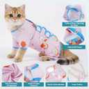 ROZKITCH Cat Recovery Suit, Full Coverage Anti Licking Onesie for Cats, Anti Shedding Overgrooming Wrap Full Body Jumpsuit Cute Pajamas Purple XL