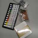 Mini Watercolor Paint Set Portable, Travel Grid Paint Palette Box with Binder Clips Include Paint, Brush*3 and Picture Album Art Materials Coloring Markers for Travel, Creative Drawing Kit for Beginners and Art Enthusiasts(Brown Wood-S)