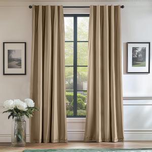Lazzzy Curtain Beige Thermal Insulated Curtains 90 Inch Long Drapes for Bedroom Living Room Darkening Window Treatments Rod Pocket, Set of 2, Latte