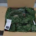 Timer 8 Mode - 9Ft by 10 Inch Prelit Christmas Garland with 50 Warm Lights,Thick 270 Snowy Tips 70 Red Berry 10 Pinecone Battery Operated Real Touch Cedar Xmas Garland Door Mantle Indoor Outdoor