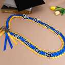 Graduation Lei Class of 2026 - Blue and Gold Grad Lei Graduation Ribbon Leis with Pins, Grad Necklace Gifts for Women Men, Graduations Accessories for Students Bachelor Master or PhD Gown