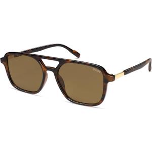 Retro Aviator Sunglasses for Women Men,Trendy Rectangle Womens Mens Shades Sun Glasses SJ2202 (Coffee Tortoise Frame/Coffee Lens)