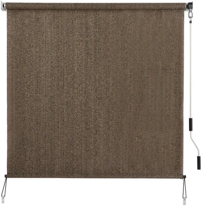 SEEYE Outdoor Sunshade Roller Shades 6' W x 6' H, Cordless Roll Up Shade Blinds Privacy Screen with 90% UV Protection, Exterior Patio Shade Cloth for Porch Pergola Balcony Backyard Windows, Mocha