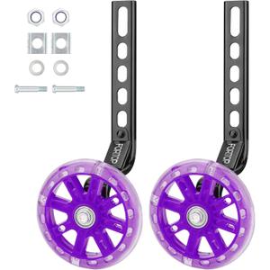 Bike Training Wheels, Pair of Heavy Duty Rear with Stabilizers Mounted Kit for Kids Boy Girls Bikes of Single Speed Bicycle with 12 14 16 18 20 Inch (12IN-20IN, Purple)