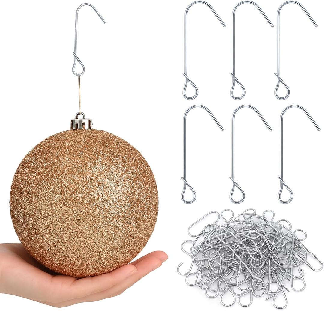 Therwen 50 Pcs Heavy Duty Christmas Ornaments J Hooks Christmas Ornament Hangers Xmas Tree Hanger Metal Hooks for Hanging Larger Heavier Decorations