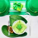 Remerry St. Patrick's Day Leather Placemats Set of 6, 1214inch Green Hats Shaped Place Mats with Lucky Shamrock Waterproof Placemats for Irish Festival Kitchen Dining Table Mat for Decorationry