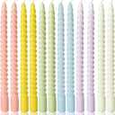 10 Inch Cream Spiral Taper Candles for Home Decoration, 12 Pack Candy-Color Candlesticks for Dinner Party Wedding Holiday