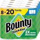 Bounty Quick Size Paper Towels, White, 8 Family Rolls = 20 Regular Rolls (Packaging May Vary)